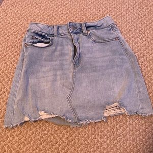 High-Waisted Ripped Denim Skirt